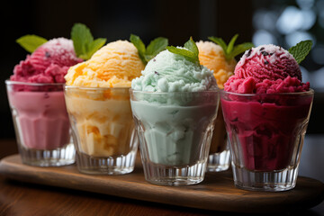 Delightful Frozen Treat: Wonderful Ice Cream with Creative Decoration. Generative AI