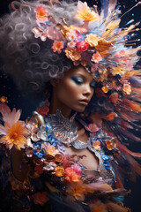 Futuristic Fashion Portrait of Beautiful Young Black Women