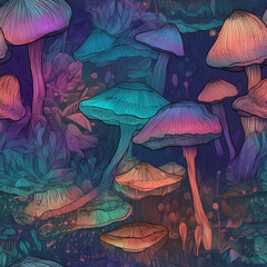 Colorful Psychedelic Mushroom Pattern