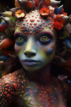 Surreal Portrait of Amphibian Woman