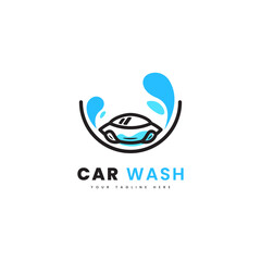 Car with water splashes, suitable for car wash logo purposes