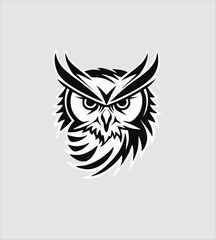 Obraz premium Owl head Logo design, vector illustration. Emblem design on white background