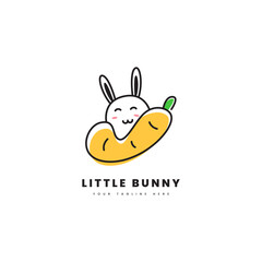 Little bunny logo. Combination of radishes and cute bunny, for a healthy food logo
