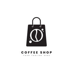 Coffee shop logo. Combination of shopping bag and coffee bean, for business coffee logo needs.