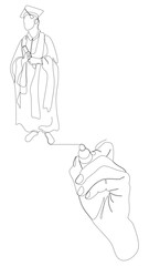 One continuous line of university student graduation event drawn by with felt tip pen. Thin Line Education Illustration vector concept. Contour Drawing Creative ideas.