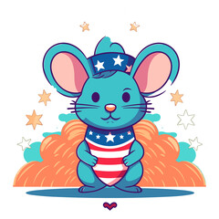 Rat, 4th of July Cute in the style of colorful, Generative Ai