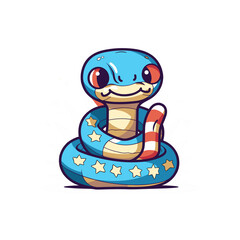 Fototapeta premium Snake, 4th of July Cute in the style of colorful, Generative Ai