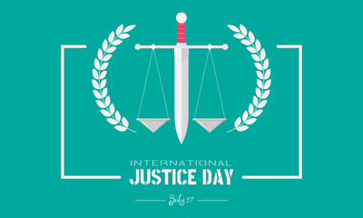 International Justice Day greetings with sword and scales