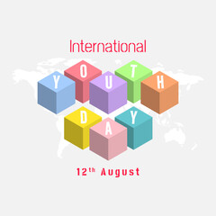 Obraz premium International Youth Day greetings with lettered cubes