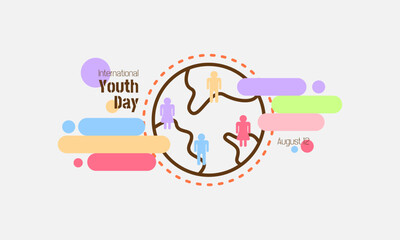 International Youth Day poster with many young people around the world