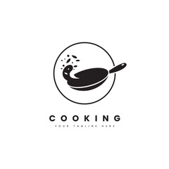 Cooking logo. Frying pan with food, for restaurant logos or food menu logos.