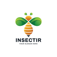 Insect Bee Logo Gradient Vector Icon Illustration