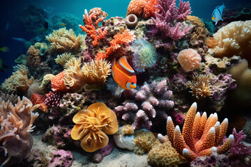 Naklejka na ściany i meble Photo photo of a coral colony on a reef photography