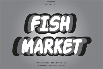 Fototapeta premium Fish Market Editable Text Effect Emboss Style