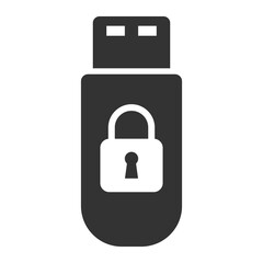 Vector illustration of flash drive lock icon in dark color and transparent background(PNG).