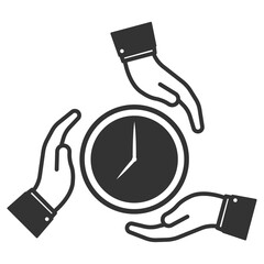 Vector illustration of team time icon in dark color and transparent background(PNG).