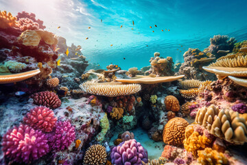 Obraz na płótnie Canvas Photo photo of a coral colony on a reef photography