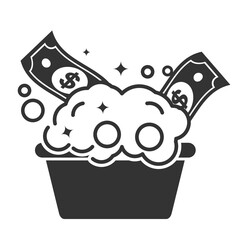 Vector illustration of money laundering icon in dark color and transparent background(PNG).