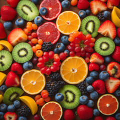 Colorful fruit background, featuring a vibrant assortment of fresh fruits