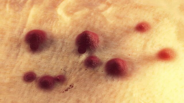 Acne develops, appears on the skin's surface. 3D Render. Pimple problem - bumps appear.