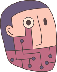 Cyborg line filled icon. Face Halloween icon. Face Halloween simple cartoon style. Halloween avatar decorative elements.