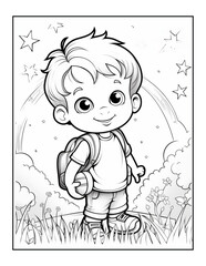 Back To School coloring book alphabet isolated on white background vector cartoon