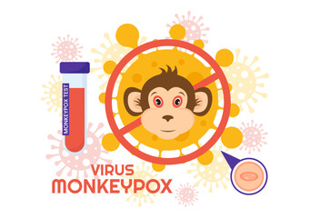 Monkey Pox Outbreak Vector Illustration of Virus Symptoms in Humans Monkeypox Microbiological in Flat Cartoon Hand Drawn Templates