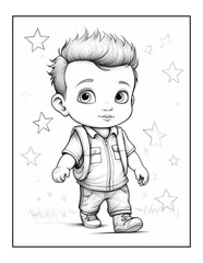 Back To School coloring book alphabet isolated on white background vector cartoon