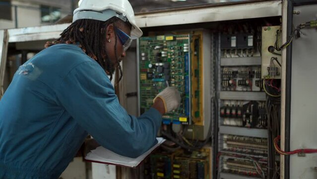 Factory worker or technician working in factory.