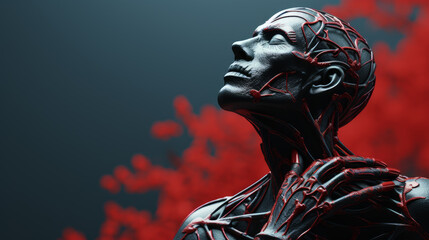 portrait of post-apocalyptic cyberpunk world.