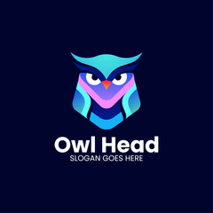 Vector Logo Illustration Owl Head Gradient Colorful Style