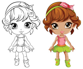 Fairy Girl Outline for Coloring