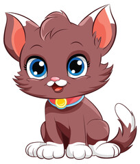 Little Cute Cat Cartoon Character