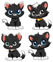 Cute Kittens Cartoon Characters Collection