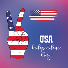 4th July American Independence day template victory sign