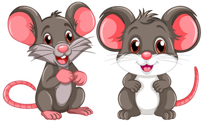 Set of mouse and rat cartoon
