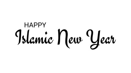 Happy Islamic New Year Text Animation in white and black color. Great for video introduction, greeting card for the celebration of Islamic New Year 1 st muharram.
