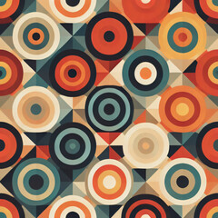 Contemporary geometric pattern design background. Wallpaper design with circles, squares, and polygons. A modern and stylish illustration perfect for decor, covers, and prints.