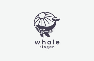 
Blue whale minimalist style icon vector illustration template logo design