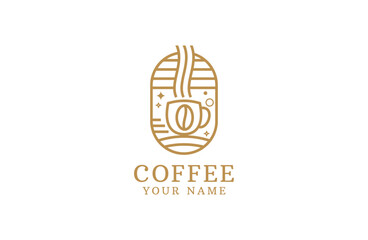 
coffee logo line style luxury golden color flat vector template