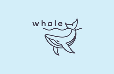 
Blue whale minimalist style icon vector illustration template logo design