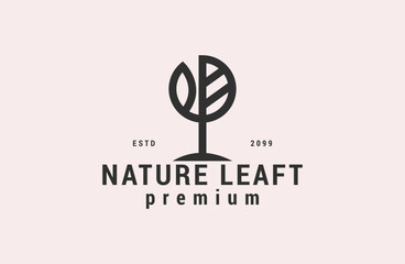 nature leaf logo retro vintage hipster icon