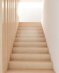 Fototapeta premium Wooden stairs leading to the light of success job duties and aims of business, dreams, life goals ladder to success concept. 3D rendering