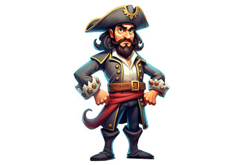 Obraz premium funny man pirate on a white isolated background. Cartoon character. Generative AI illustration
