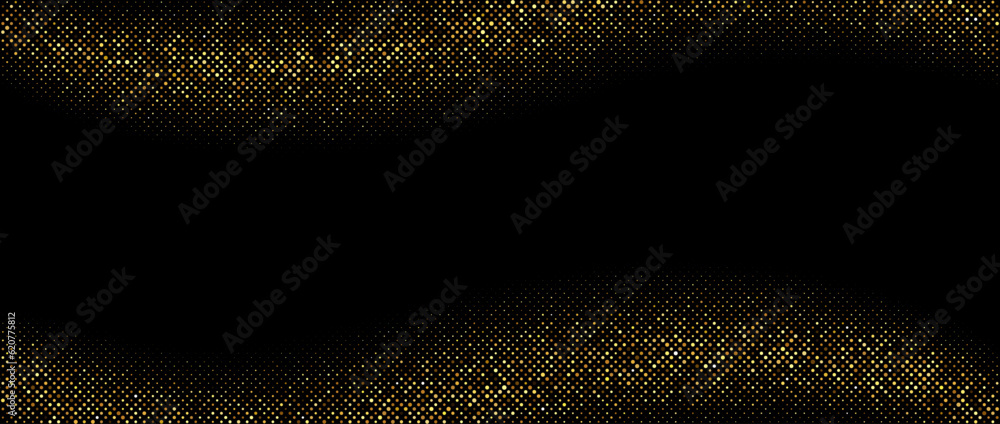 Poster golden wavy halftone gradient background frame. shining comic glitter texture. pop up dotted sparkle