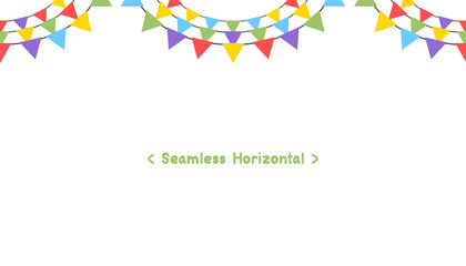 Seamless Horizontal Celebrate a Colorful flag garlands party isolated on white background. Birthday, Christmas, anniversary, and festival fair concept. Vector illustration flat cartoon design.
