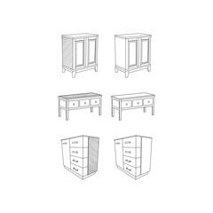 set of Drawer furniture minimalist logo, vector icon illustration design template