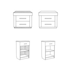set of Bed Table furniture minimalist logo, vector icon illustration design template