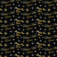 Fototapeta na wymiar Happy new year text seamless luxury pattern design for decorating, wallpaper and wrapping paper