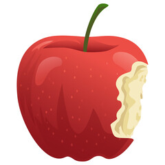 Red Apple Bitten Fresh Fruit Flat Design